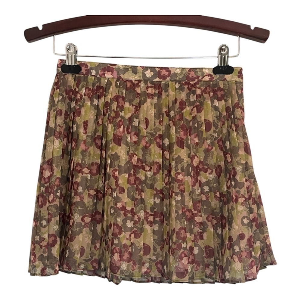 Wilfred Twirl Pleated Floral Mini Skirt size 2 - Picture 2 of 7